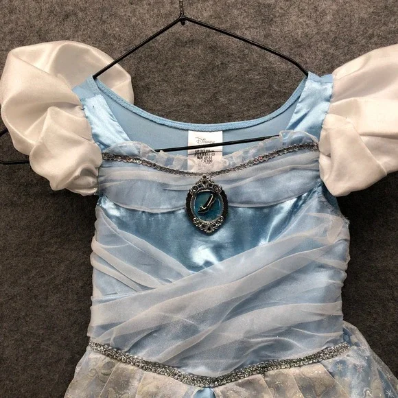 Disney Cinderella Costume Dress Girls 3T Blue Puff Sleeve Dress Up Pretend Play - Picture 4 of 8